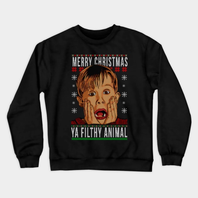 MERRY CHRISTMAS YA FILTHY ANIMAL Crewneck Sweatshirt by peabo_mr